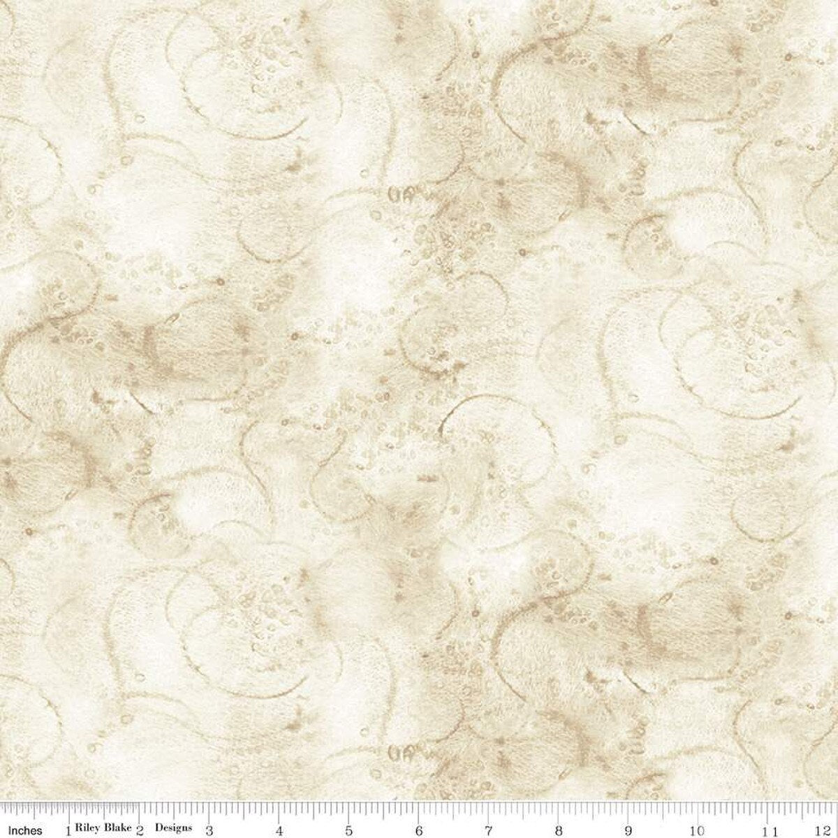 Painter's Watercolor Swirl in Parchment - Riley Blake - Sold by the 1/2 Yard
