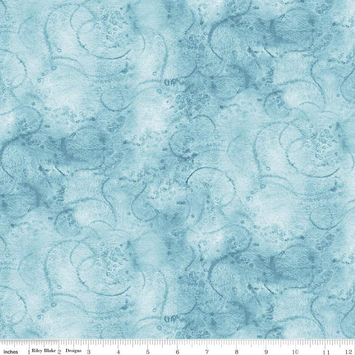 Painter's Watercolor Swirl in Turquoise - Riley Blake - Sold by the 1/2 Yard