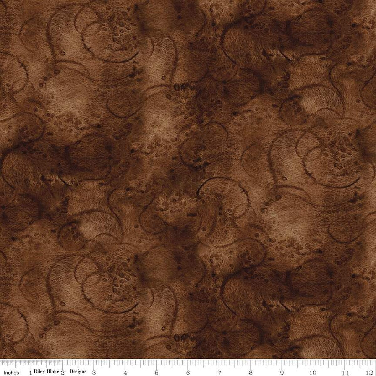 Painter's Watercolor Swirl in Warm Sepia - Riley Blake - Sold by the 1/2 Yard