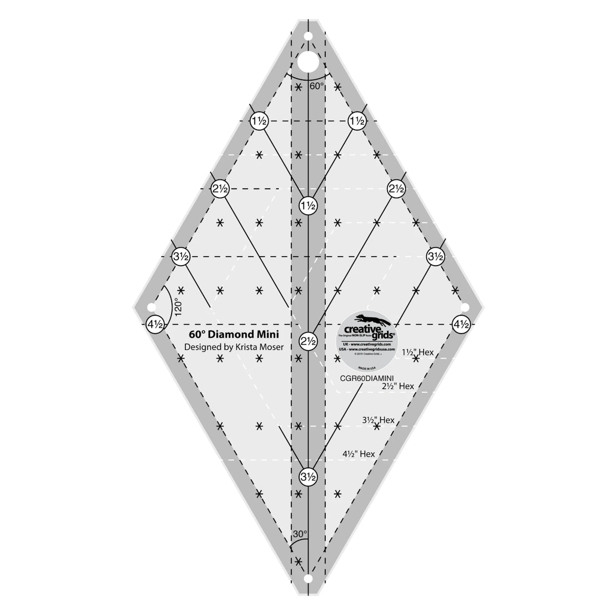 Creative Grids Quilt Ruler 60 Degree Mini Diamond