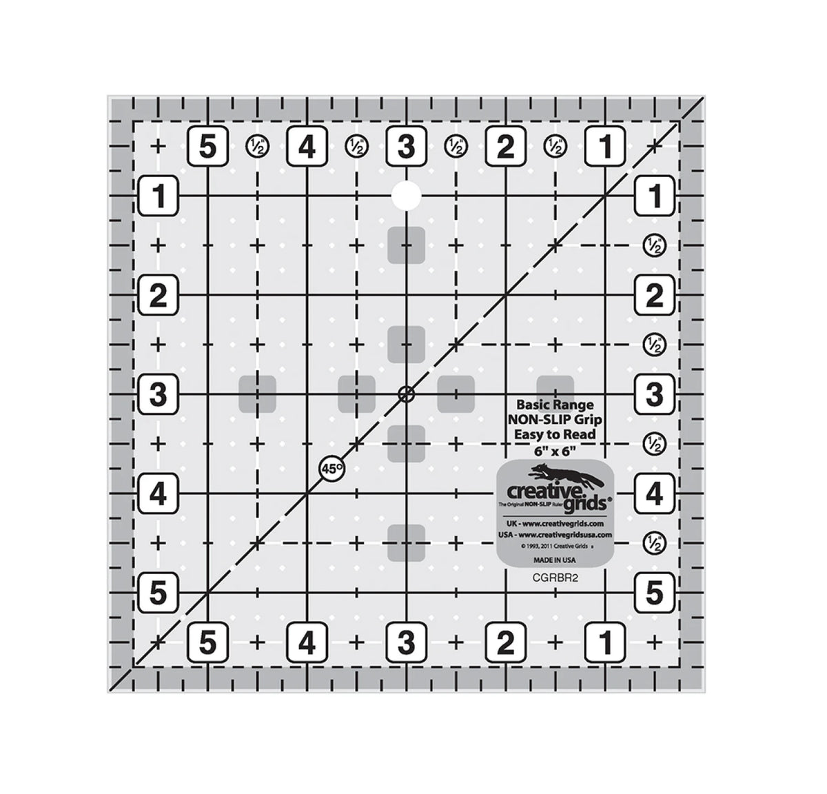 Creative Grids Quilt Ruler Basic Range 6in Square