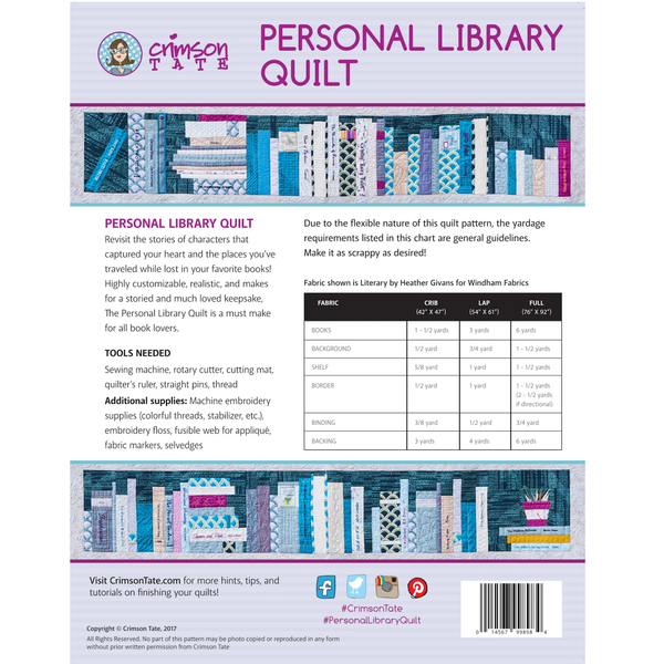 Personal Library Quilt Pattern