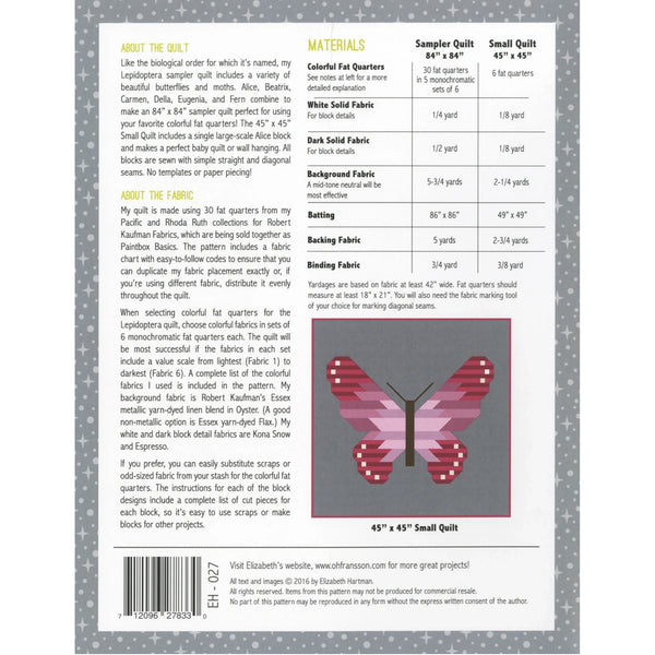 Lepidoptera Butterfly Quilt Pattern