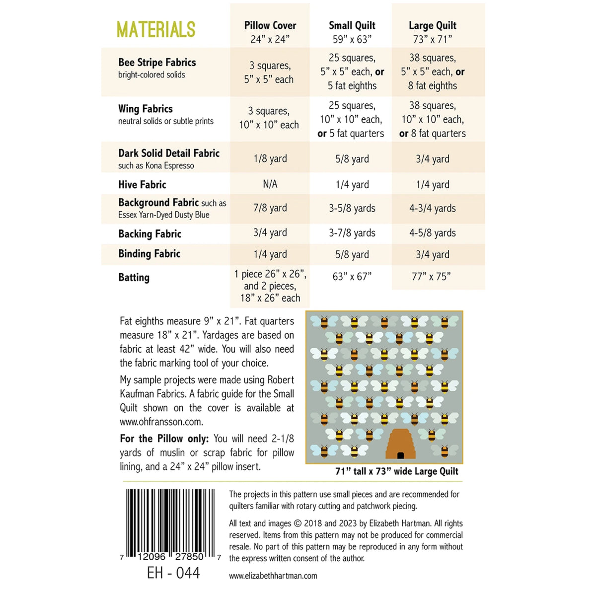 Beehive Quilt and Pillow Sewing Pattern