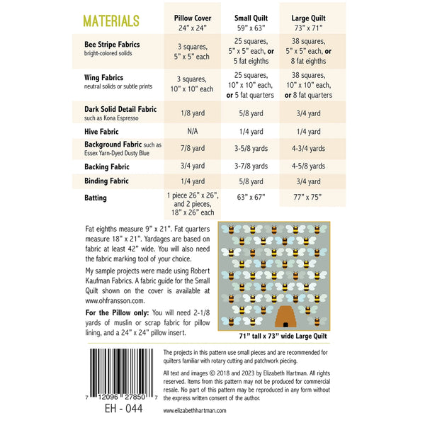 Beehive Quilt and Pillow Sewing Pattern
