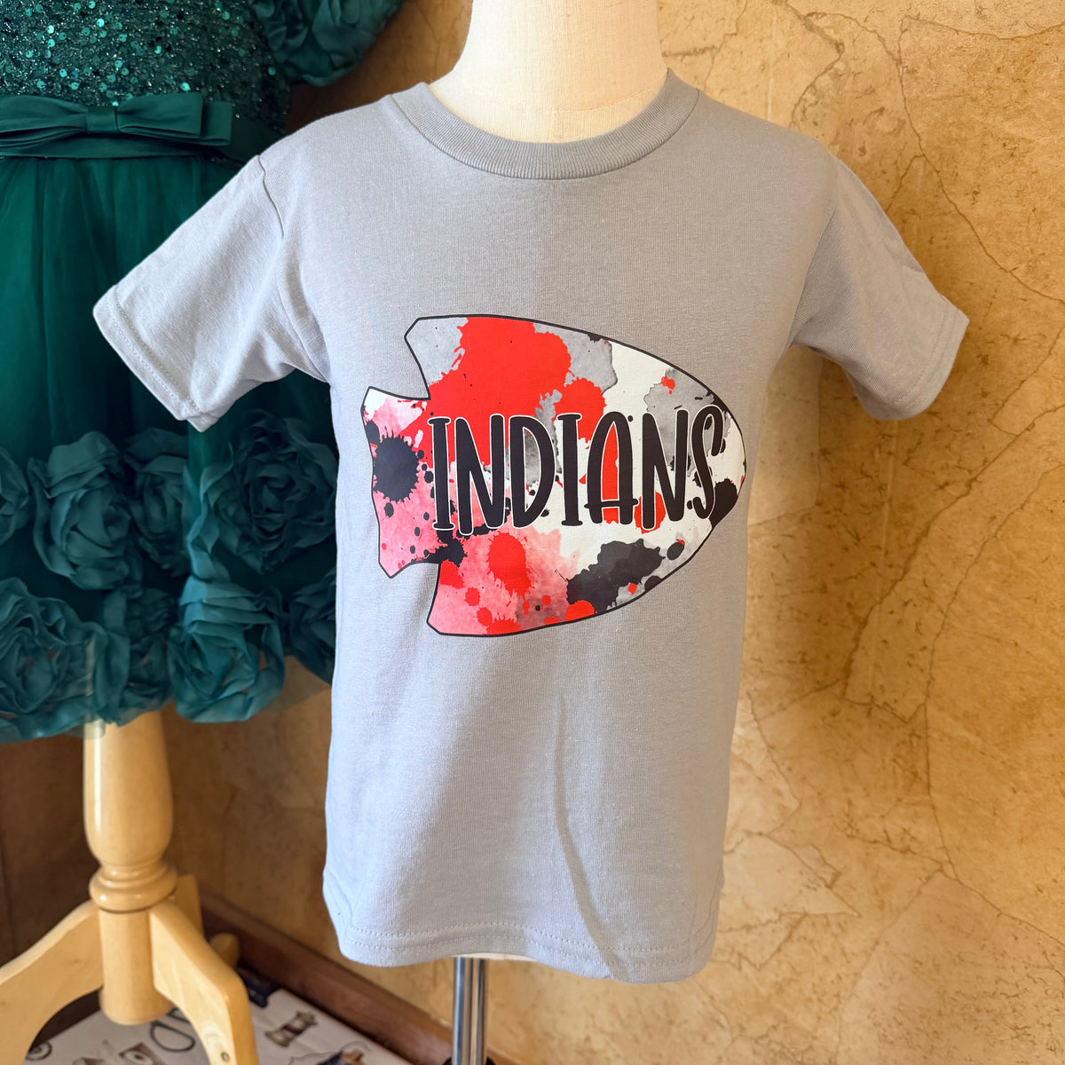 Groveton Indians Arrowhead Multi YOUTH Gray Gildan T-Shirt