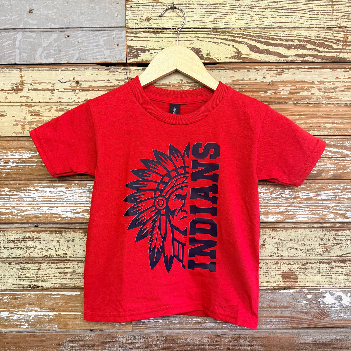 Groveton Indians Half-Portrait YOUTH Red Gildan T-Shirt