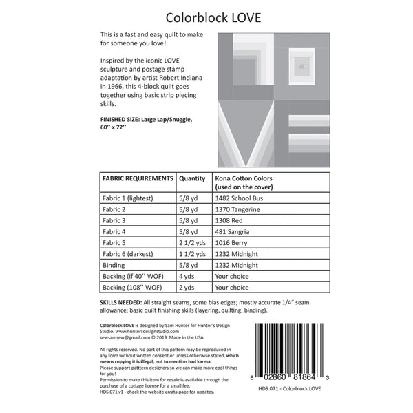 Colorblock LOVE Quilt Pattern