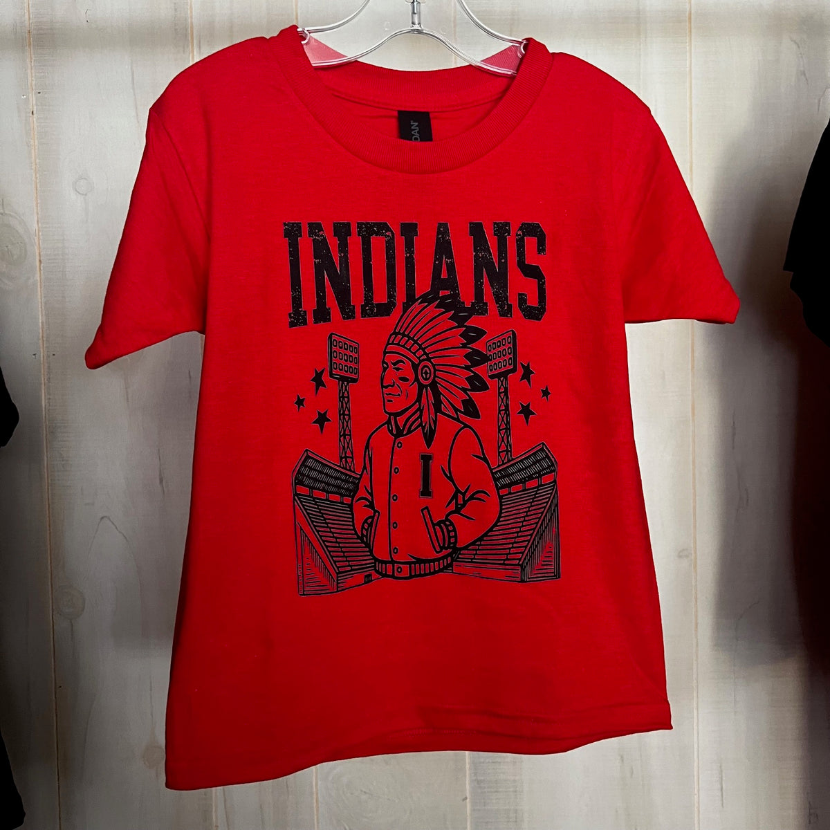 Groveton Indians Letterman YOUTH Red Gildan T-Shirt