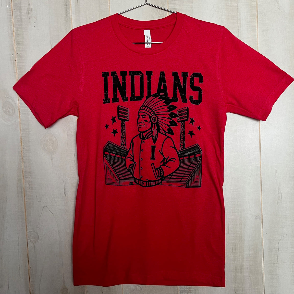 Groveton Indians Letterman ADULT Red Bella T-Shirt