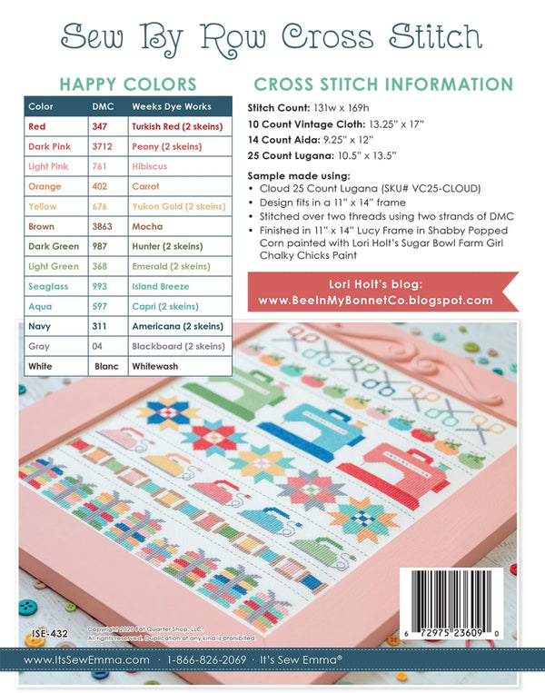 Sew By Row Cross Stitch Pattern