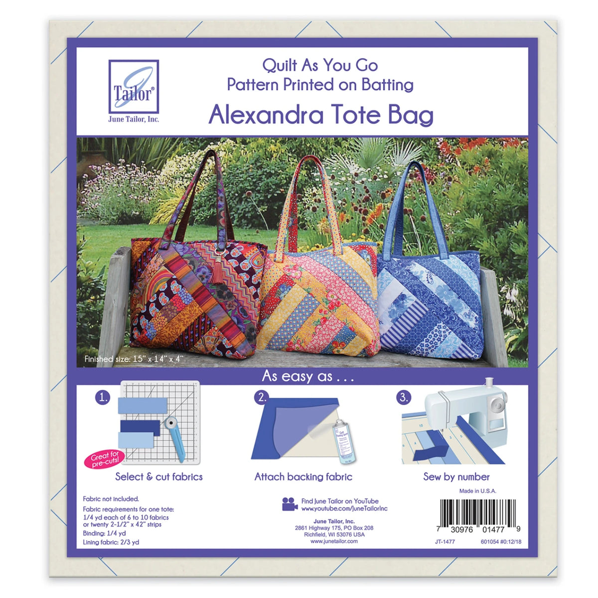 Quilt As You Go Alexandra Design Tote Bag