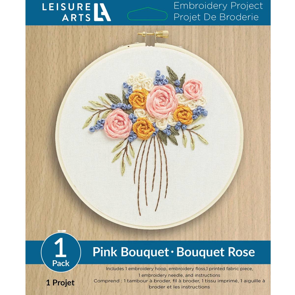 Pink Rose Bouquet Embroidery Kit