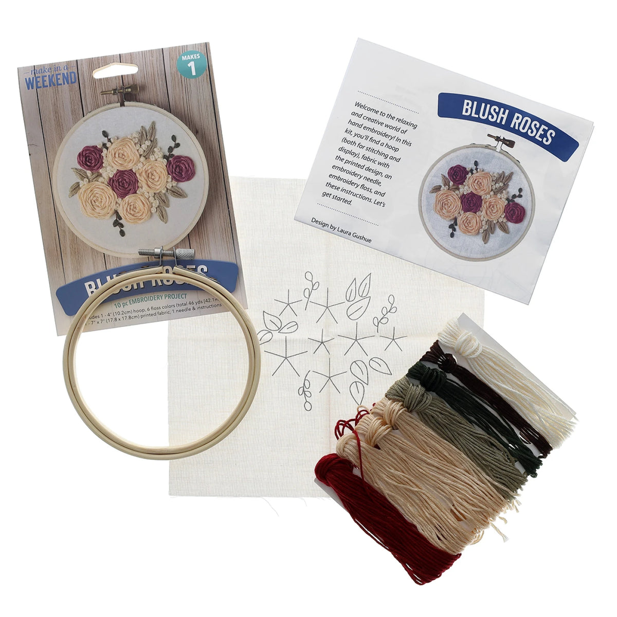 Blush Roses 4" Embroidery Kit by Leisure Arts