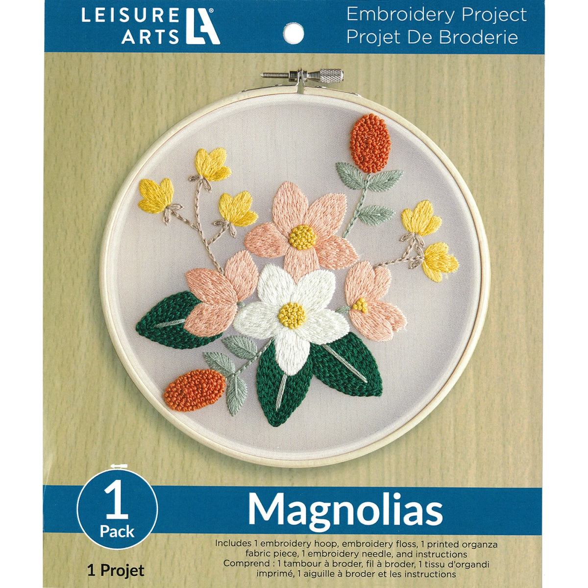 Magnolia Flowers 6" Embroidery Kit by Leisure Arts
