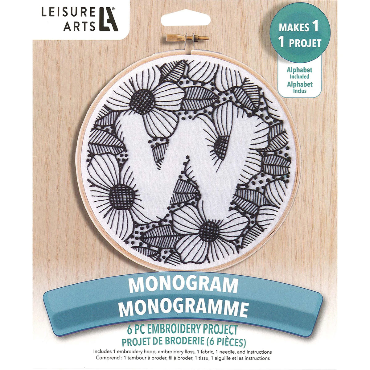Choose Your Monogram Letter 6" Embroidery Kit by Leisure Arts