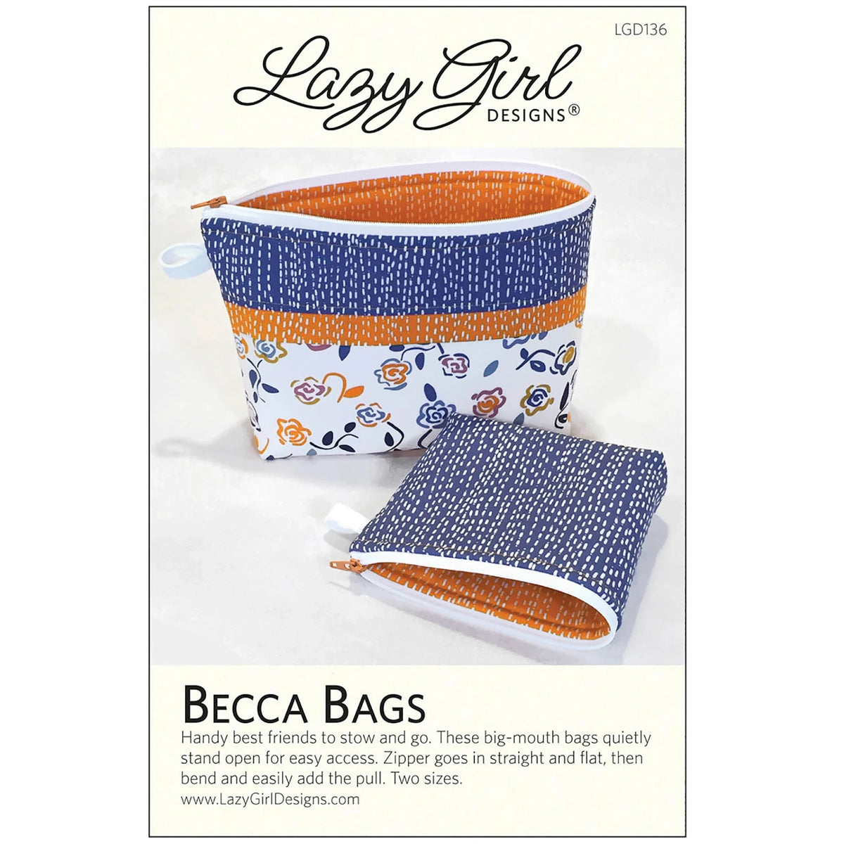 Becca Bags Zippered Make-up Bag Paper Pattern