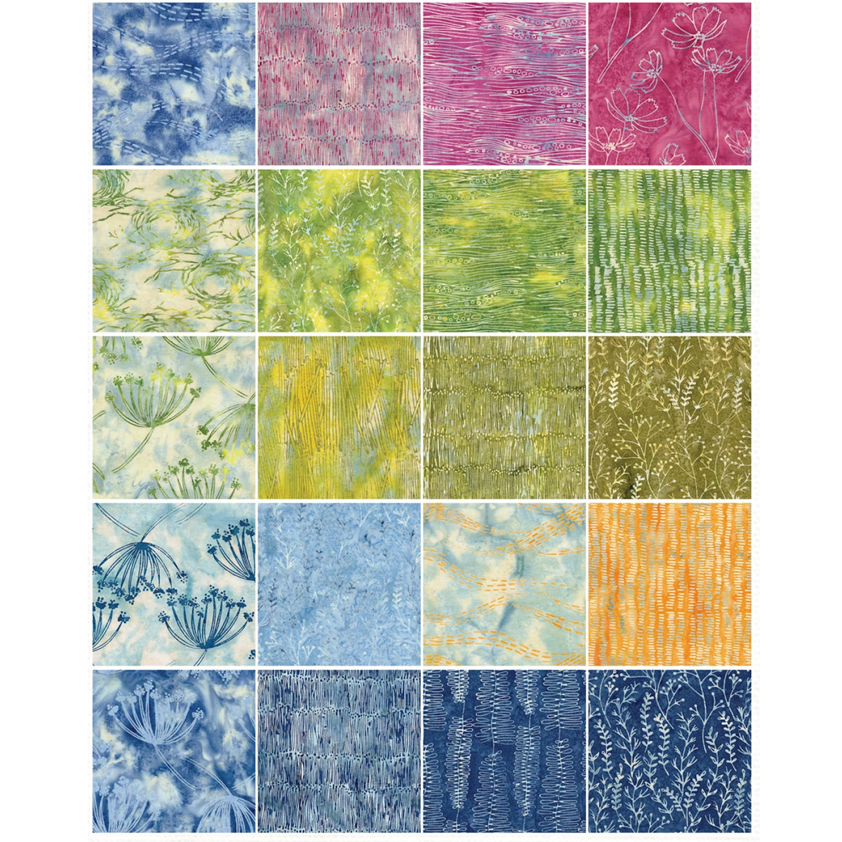 Island Batik Meadow Brook Charm Pack 42 Pieces 5" x 5"