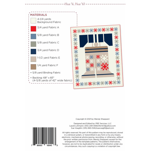 Hear Ye, Hear, Ye! Quilt Pattern by Wendy Sheppard