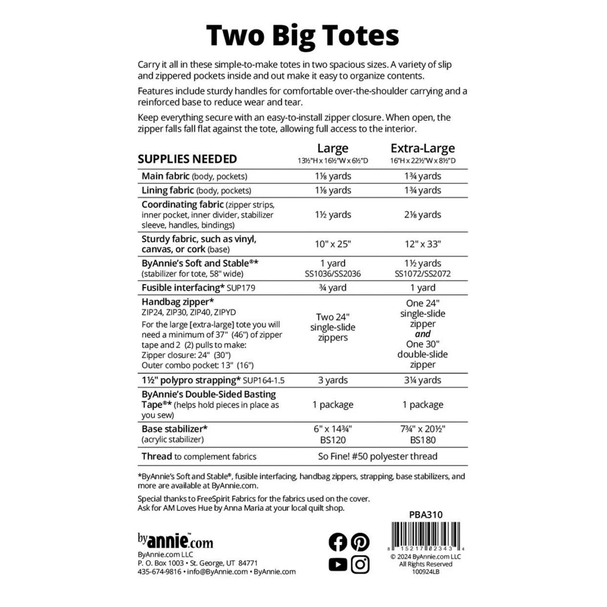 Two Big Totes Sewing Pattern
