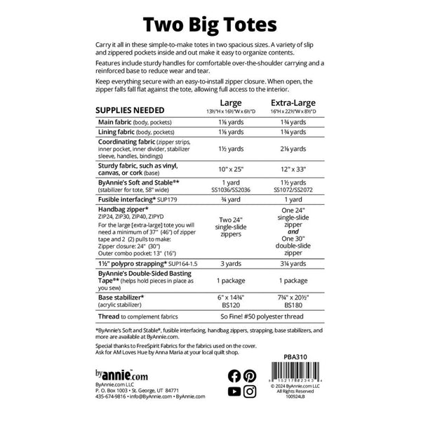 Two Big Totes Sewing Pattern