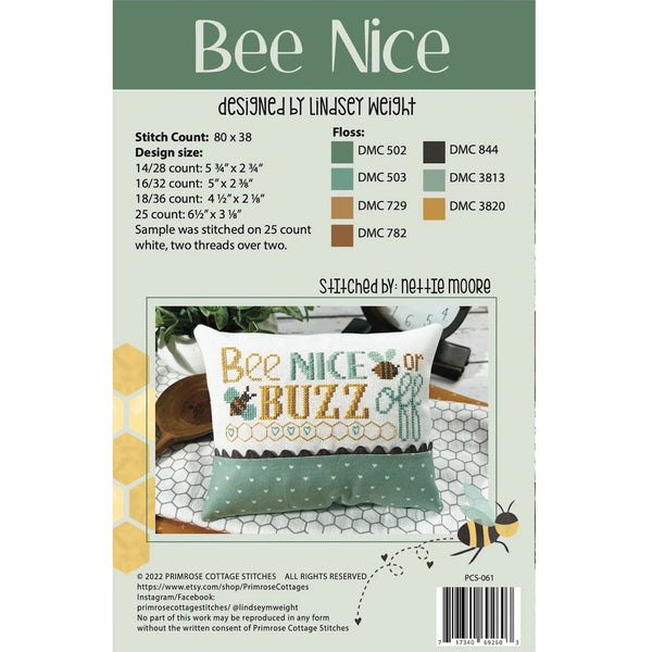 Bee Nice Cross Stitch Pattern