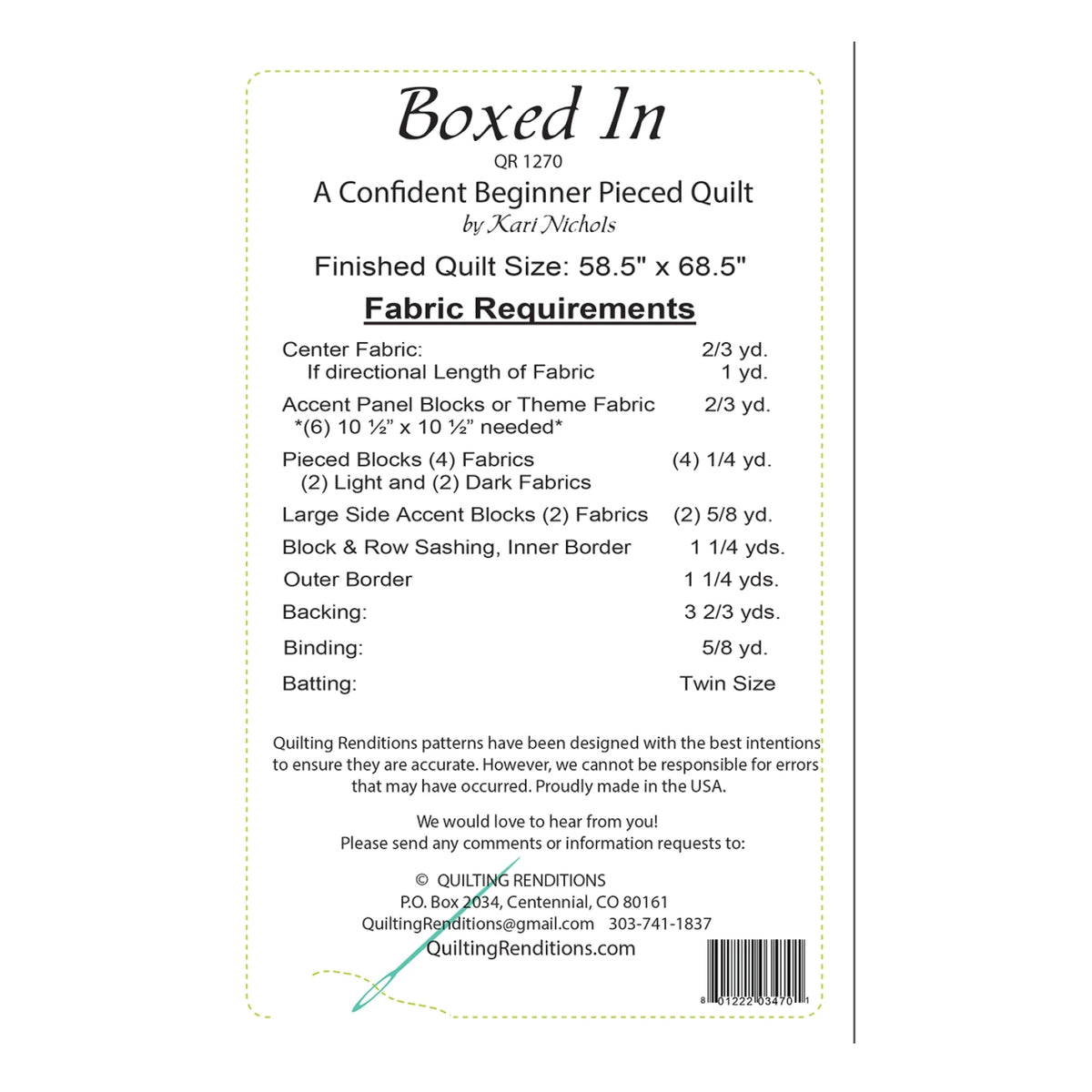 Boxed In Quilt Pattern | A Framing Pattern for Panels and Large Prints
