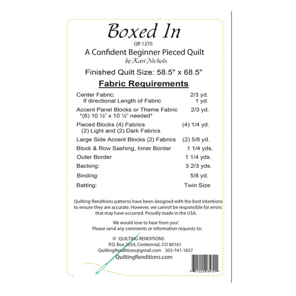 Boxed In Quilt Pattern | A Framing Pattern for Panels and Large Prints