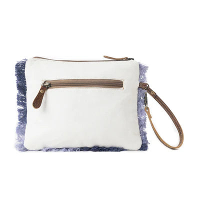 Mynora Sky Embroidered Western Pouch in Artisanal Blue