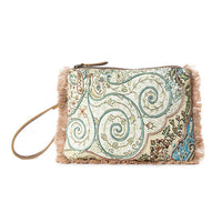 Mystic Meadow Embroidered Western Pouch in Boho Blue