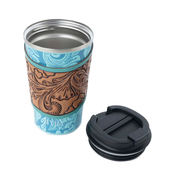 Western Trail Brew Stainless Steel Mug Tumbler in Turquoise