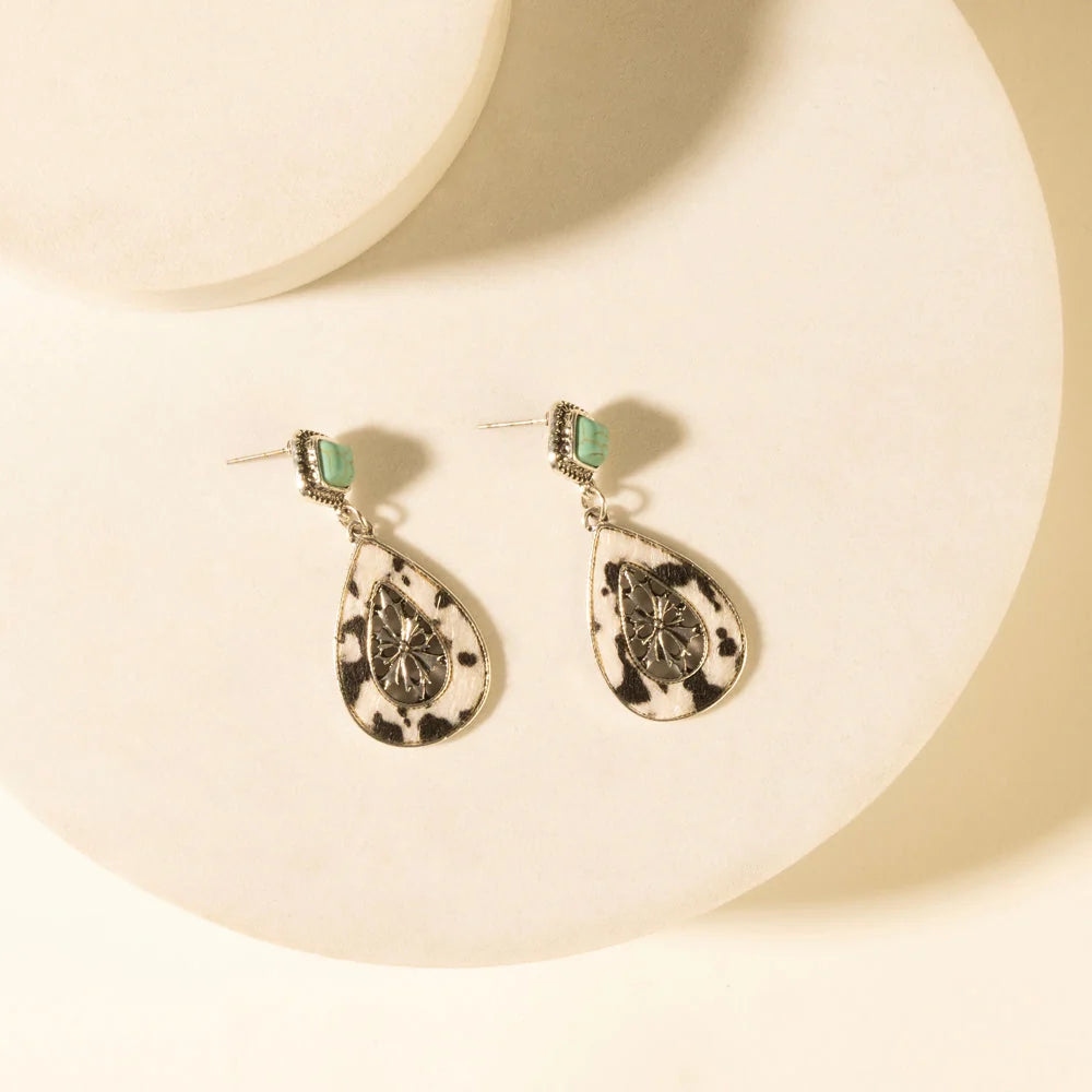 Hide and Halo Earrings in Turquoise