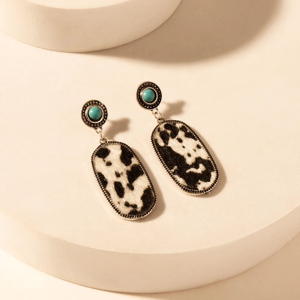 Wild Hide Dangle Earrings with turquoise