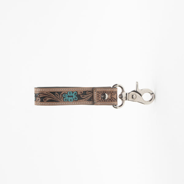 Oregon Way Hand-Tooled Leather Key Fob