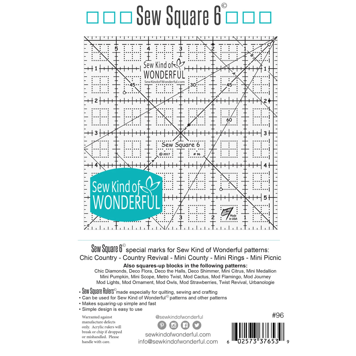 Sew Square 6 Ruler Template