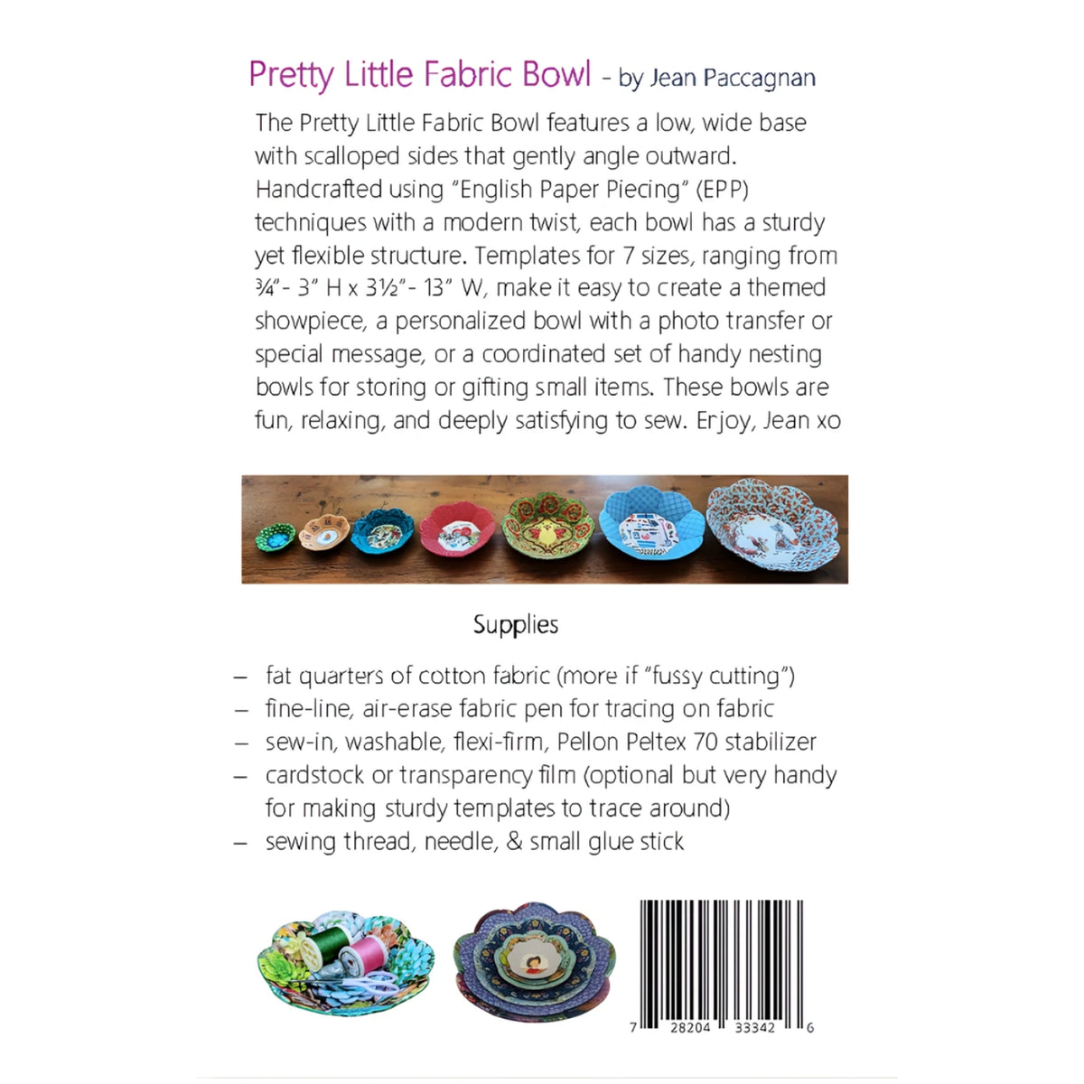 Pretty Little Fabric Bowl Paper Sewing Pattern