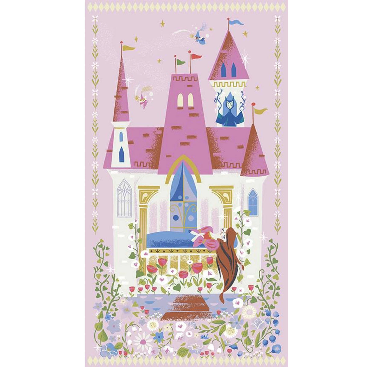 Little Brier Rose Panel Pink Sparkle 24" x 42"