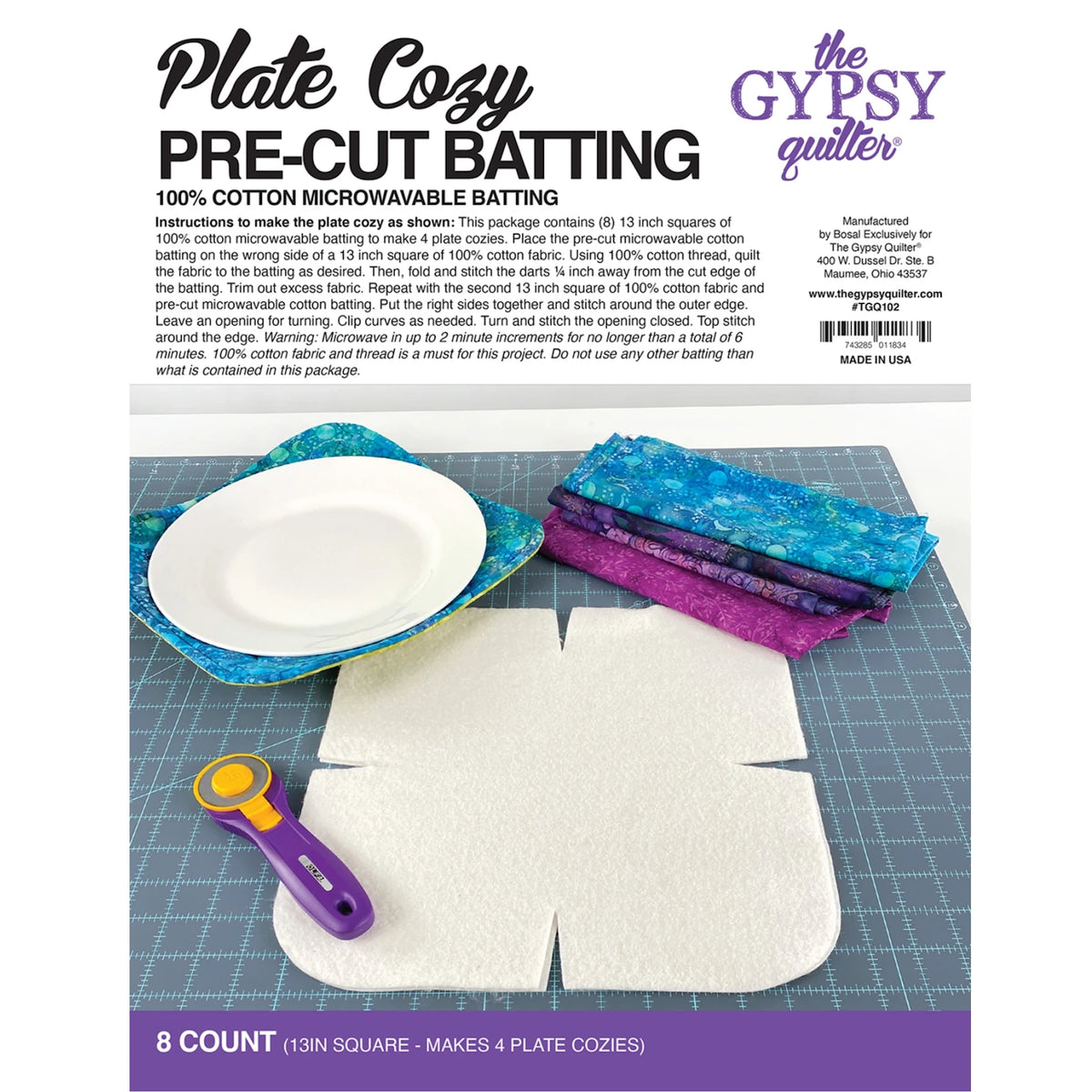 Plate Cozy Pre-Cut Batting 8ct by The Gypsy Quilter