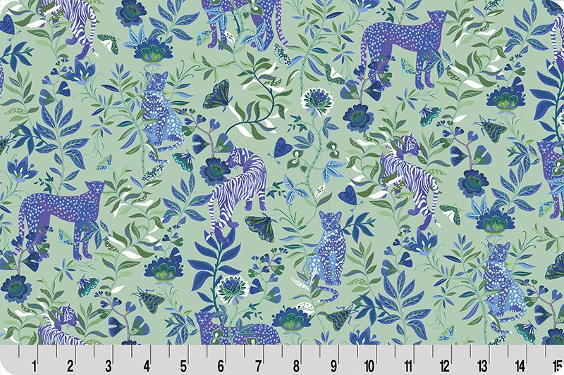 Wanderlust Big Cats Quilting Cuddle® Blue - Sold by the 1/2 Yard