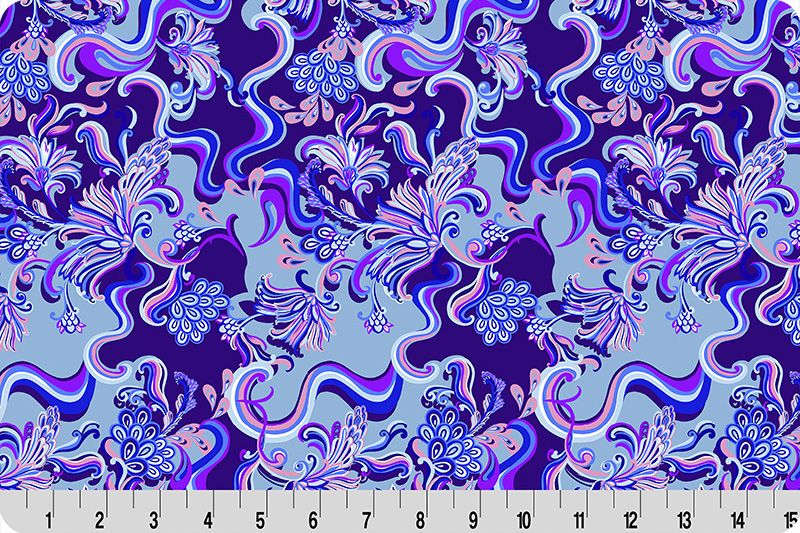 Wanderlust Paisley Quilting Cuddle Blue - Sold by the 1/2 Yard