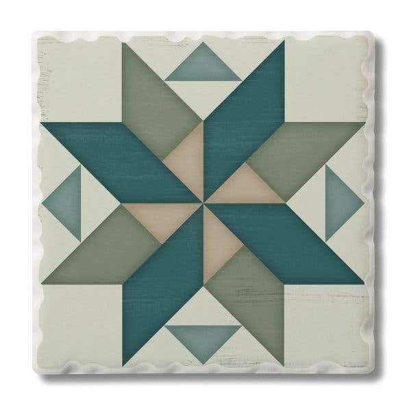 Spinning Pinwheel Single Absorbent Tumbled Tile Coaster