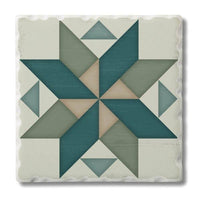 Spinning Pinwheel Single Absorbent Tumbled Tile Coaster