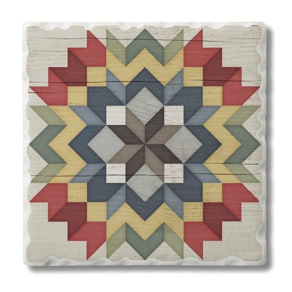 Carpenters Star Single Absorbent Stone Tumbled Tile Coaster