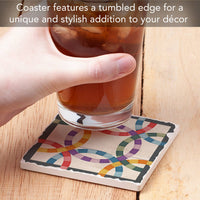 Double Wedding Ring Single Absorbent Tumbled Tile Coaster