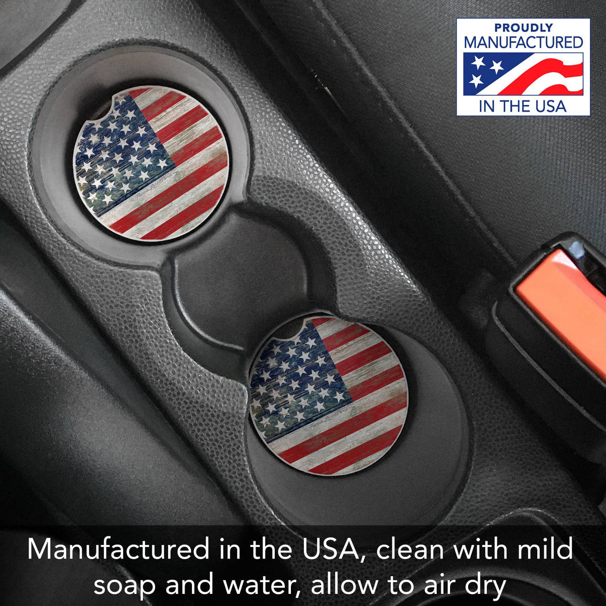 Americana Bulk Absorbent Stone Car Coaster-NO PACKAGING