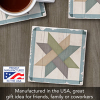 Weave Star Quilt Design Single Tumbled Tile Coaster