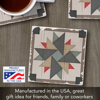 Windmill Quilt Design Single Absorbent Tumbled Tile Coaster
