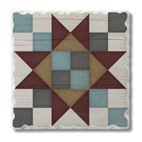 Friendship Star Single Absorbent Stone Tumbled Tile Coaster
