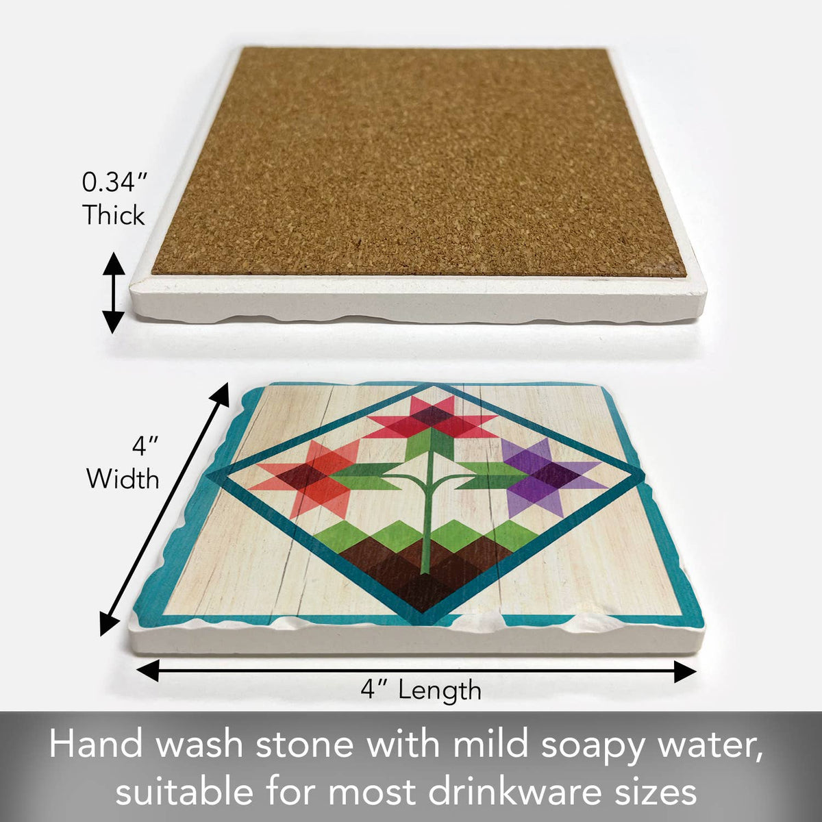 Tulip Trio Single Absorbent Stone Tumbled Tile Coaster