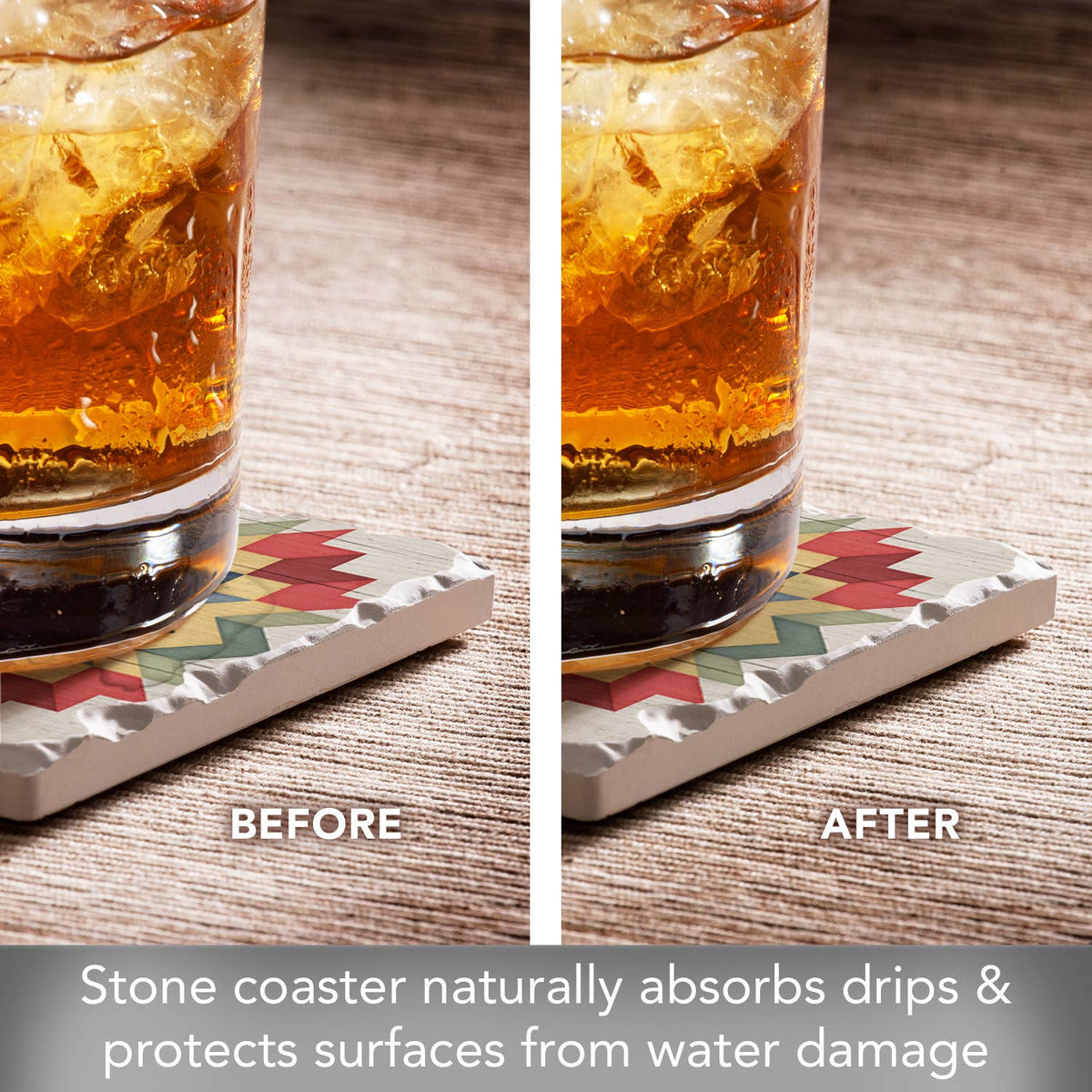 Carpenters Star Single Absorbent Stone Tumbled Tile Coaster